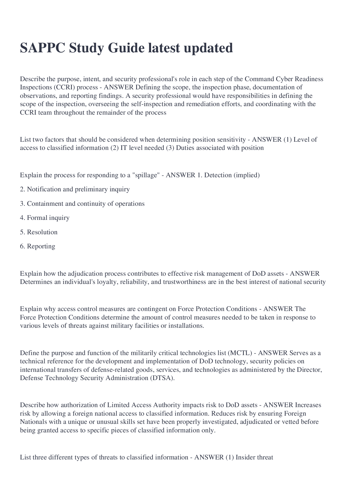 Preview image of SAPPC Study Guide latest updated document